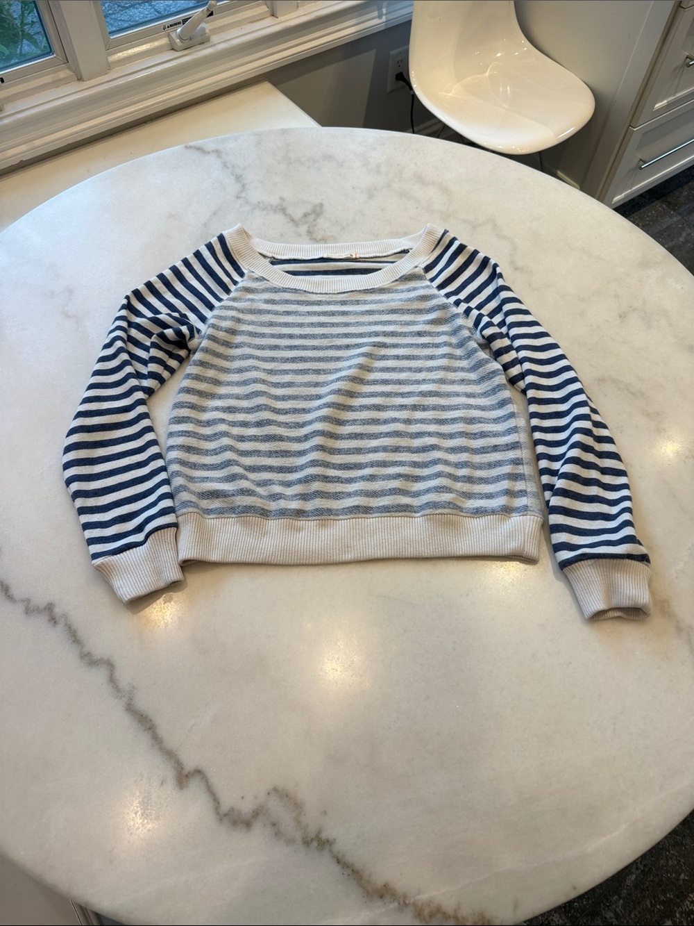 Alternative Apparel Navy and White Striped boatneck Sweater